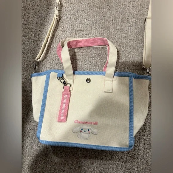 Sanrio Cinnamoroll 2way Purse Bag Handbag White Canvas Adjustable Japan Kitty - Picture 3 of 5